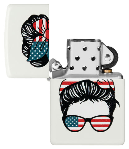 Zippo American Woman Design White Matte Windproof Lighter
