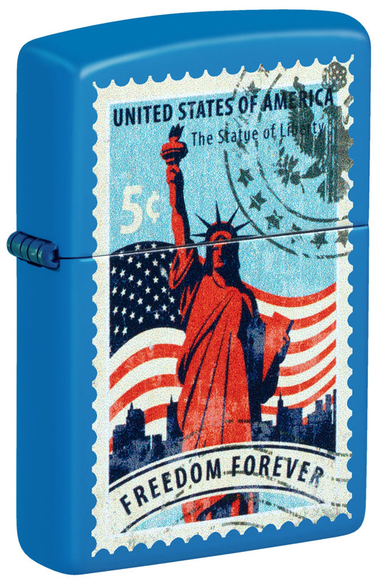 Zippo Stamp of Liberty Design Sky Blue Matte Windproof Lighter