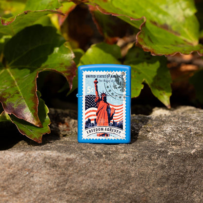 Zippo Stamp of Liberty Design Sky Blue Matte Windproof Lighter