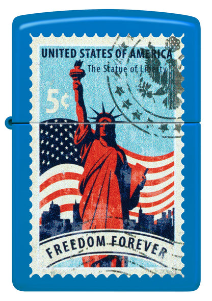 Zippo Stamp of Liberty Design Sky Blue Matte Windproof Lighter
