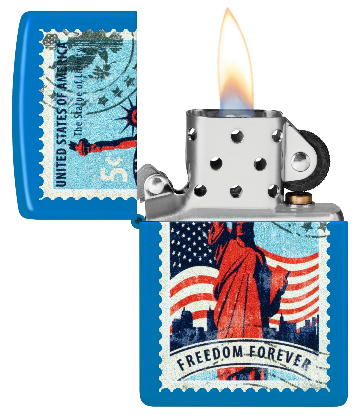 Zippo Stamp of Liberty Design Sky Blue Matte Windproof Lighter