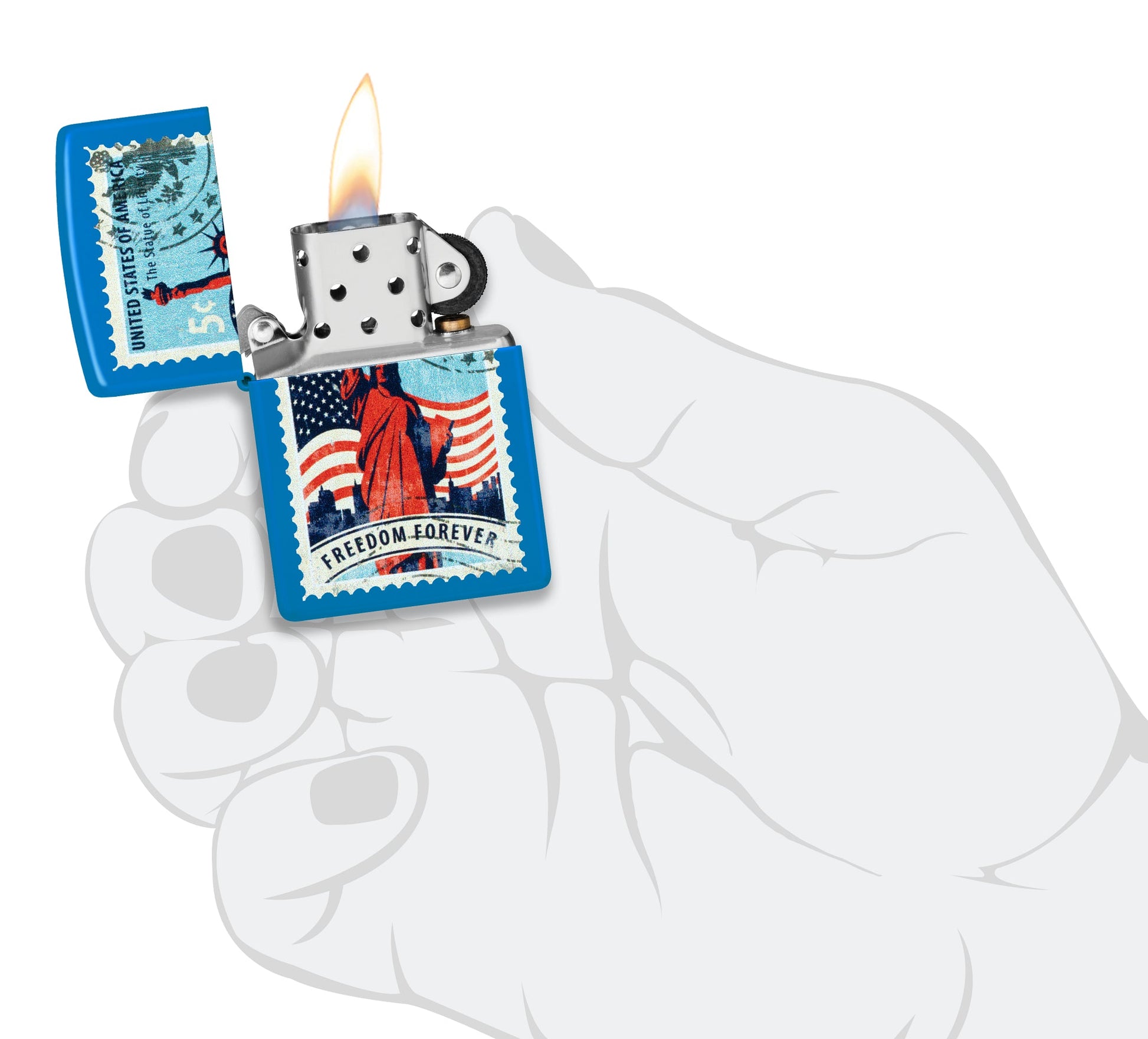 Zippo Stamp of Liberty Design Sky Blue Matte Windproof Lighter