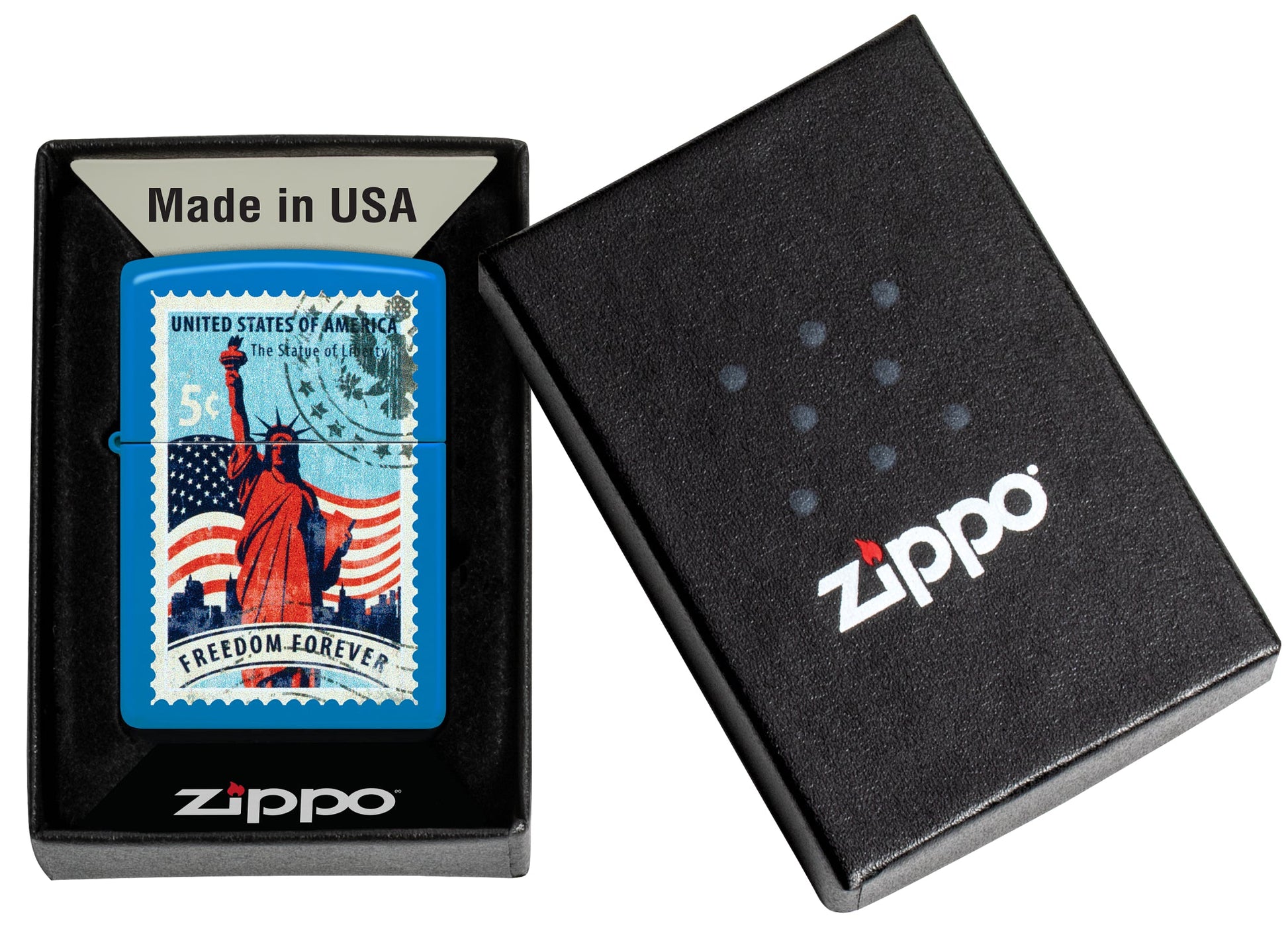 Zippo Stamp of Liberty Design Sky Blue Matte Windproof Lighter