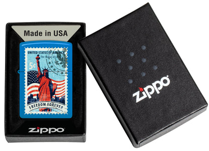 Zippo Stamp of Liberty Design Sky Blue Matte Windproof Lighter