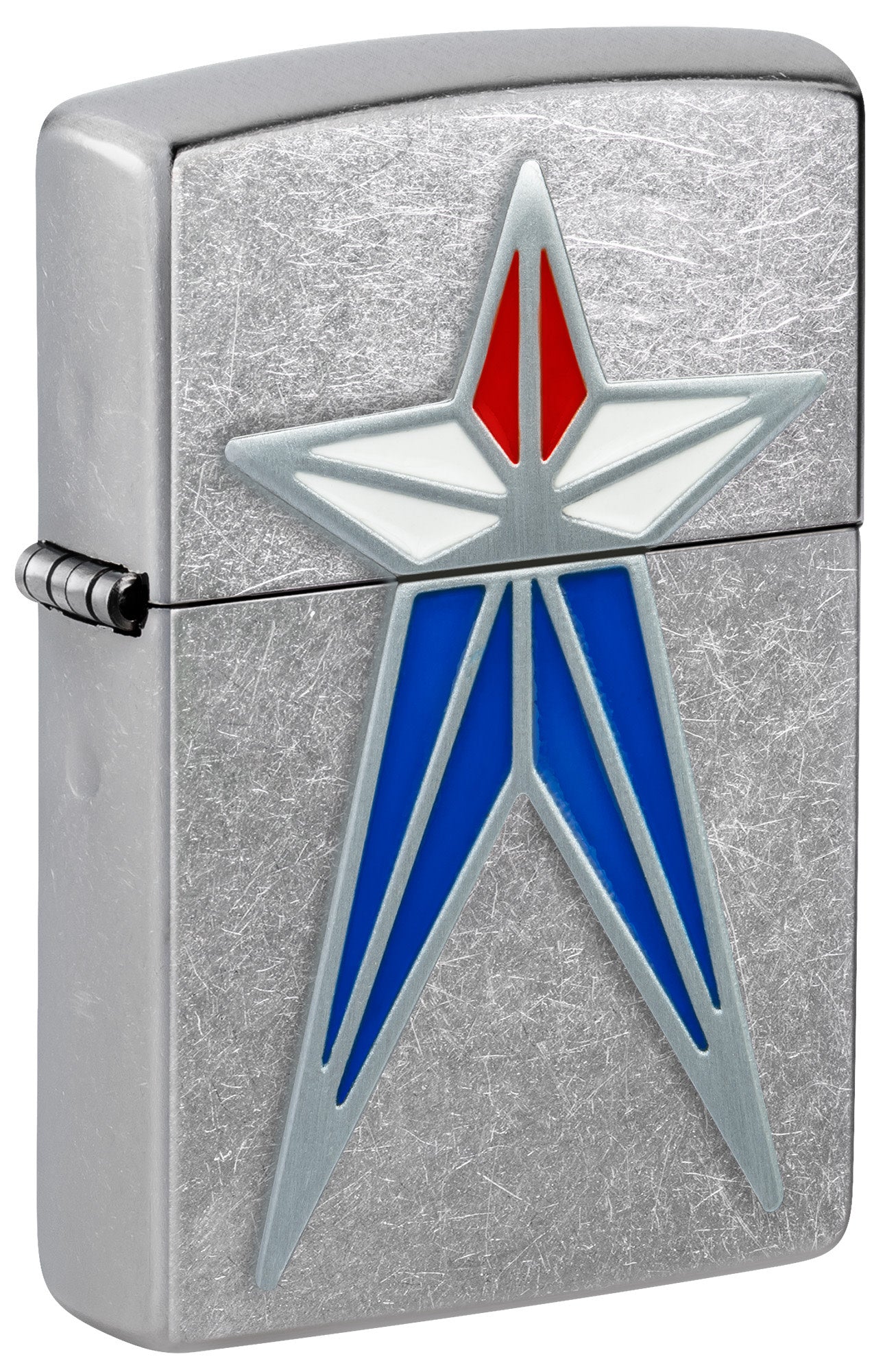 Zippo Red White and Blue Star Street Chrome Windproof Lighter