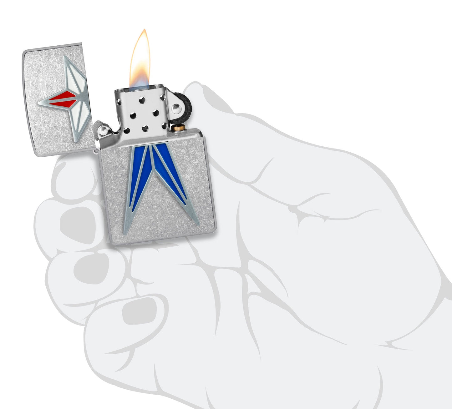 Zippo Red White and Blue Star Street Chrome Windproof Lighter