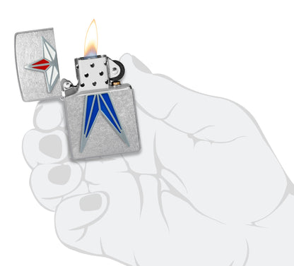 Zippo Red White and Blue Star Street Chrome Windproof Lighter