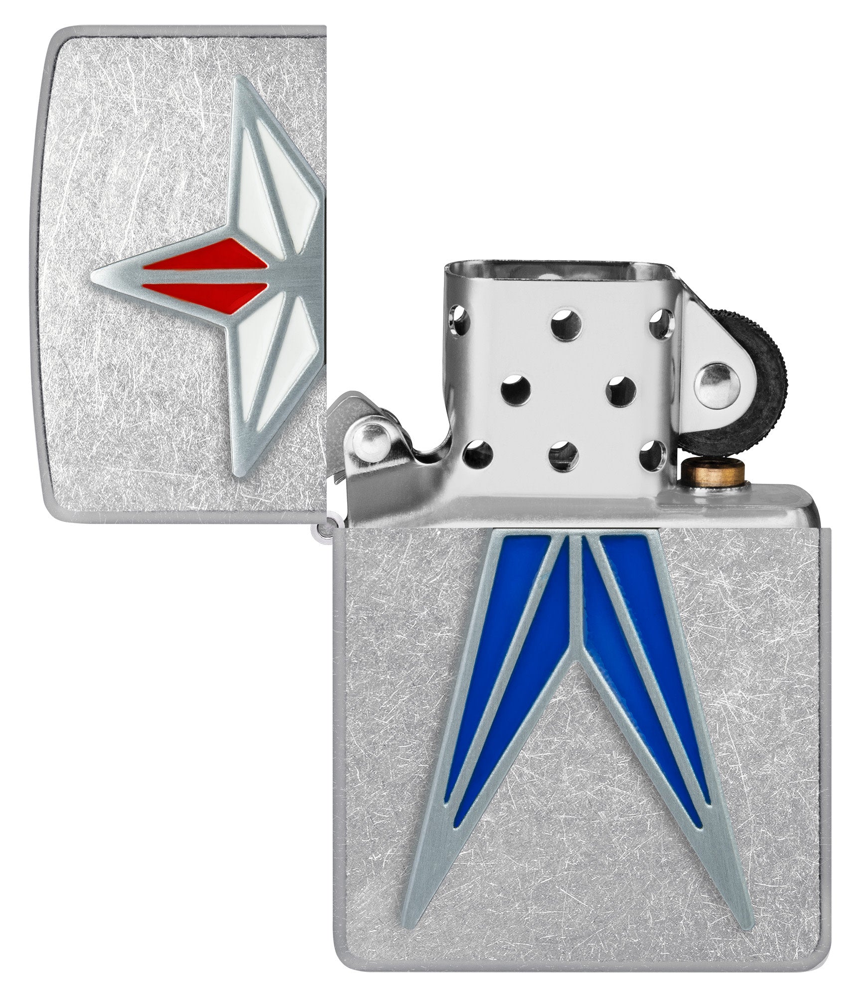Zippo Red White and Blue Star Street Chrome Windproof Lighter