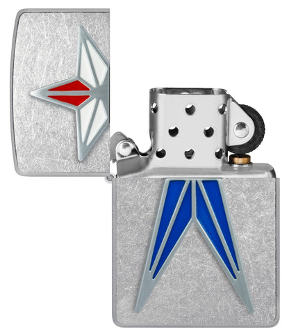 Zippo Red White and Blue Star Street Chrome Windproof Lighter