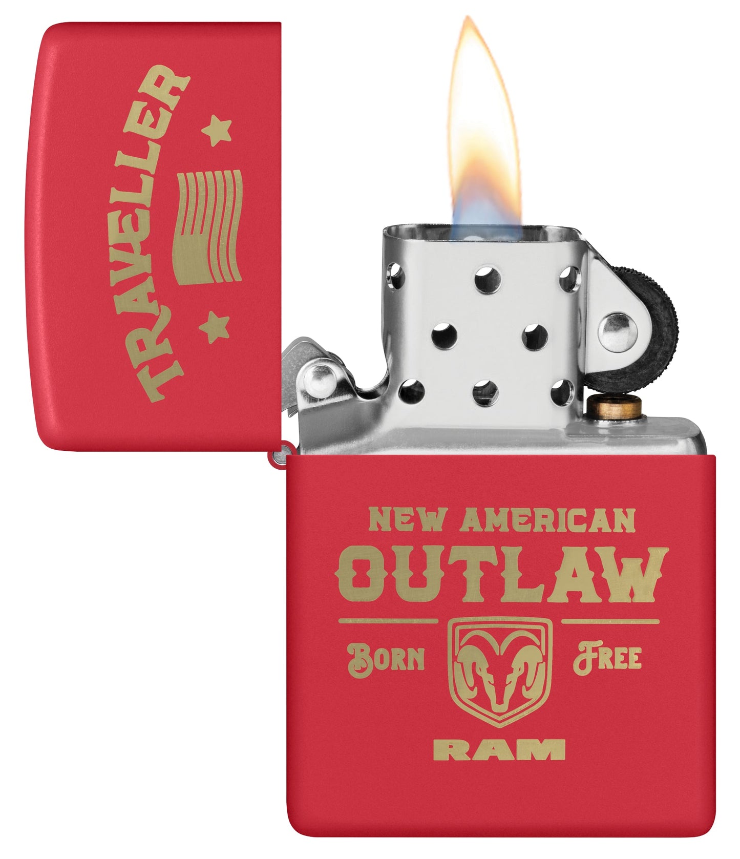 Zippo Ram Traveller Design Red Matte Windproof Lighter