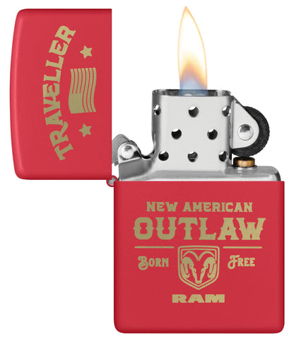 Zippo Ram Traveller Design Red Matte Windproof Lighter