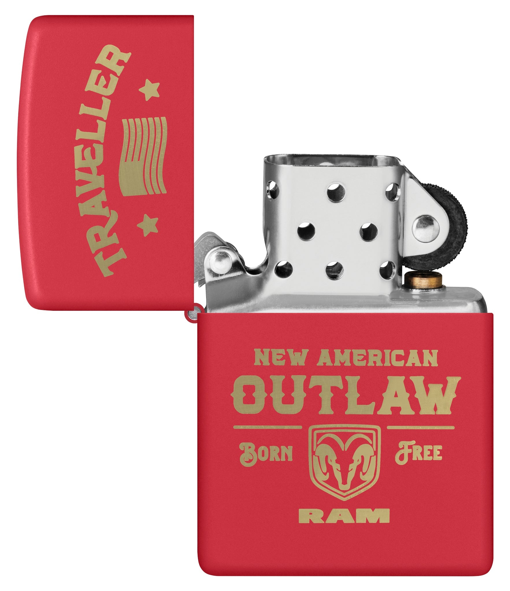 Zippo Ram Traveller Design Red Matte Windproof Lighter