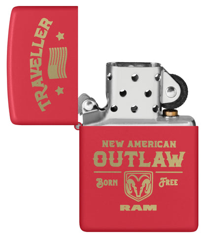 Zippo Ram Traveller Design Red Matte Windproof Lighter