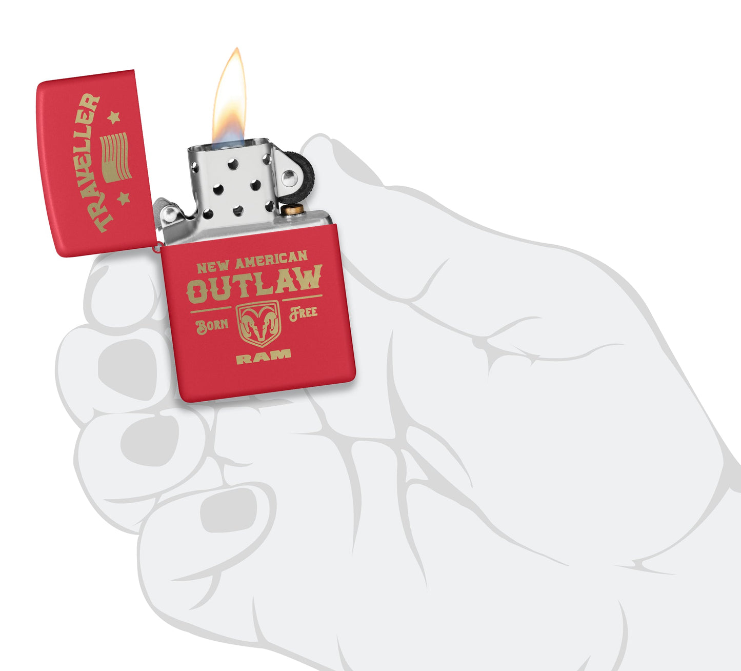Zippo Ram Traveller Design Red Matte Windproof Lighter