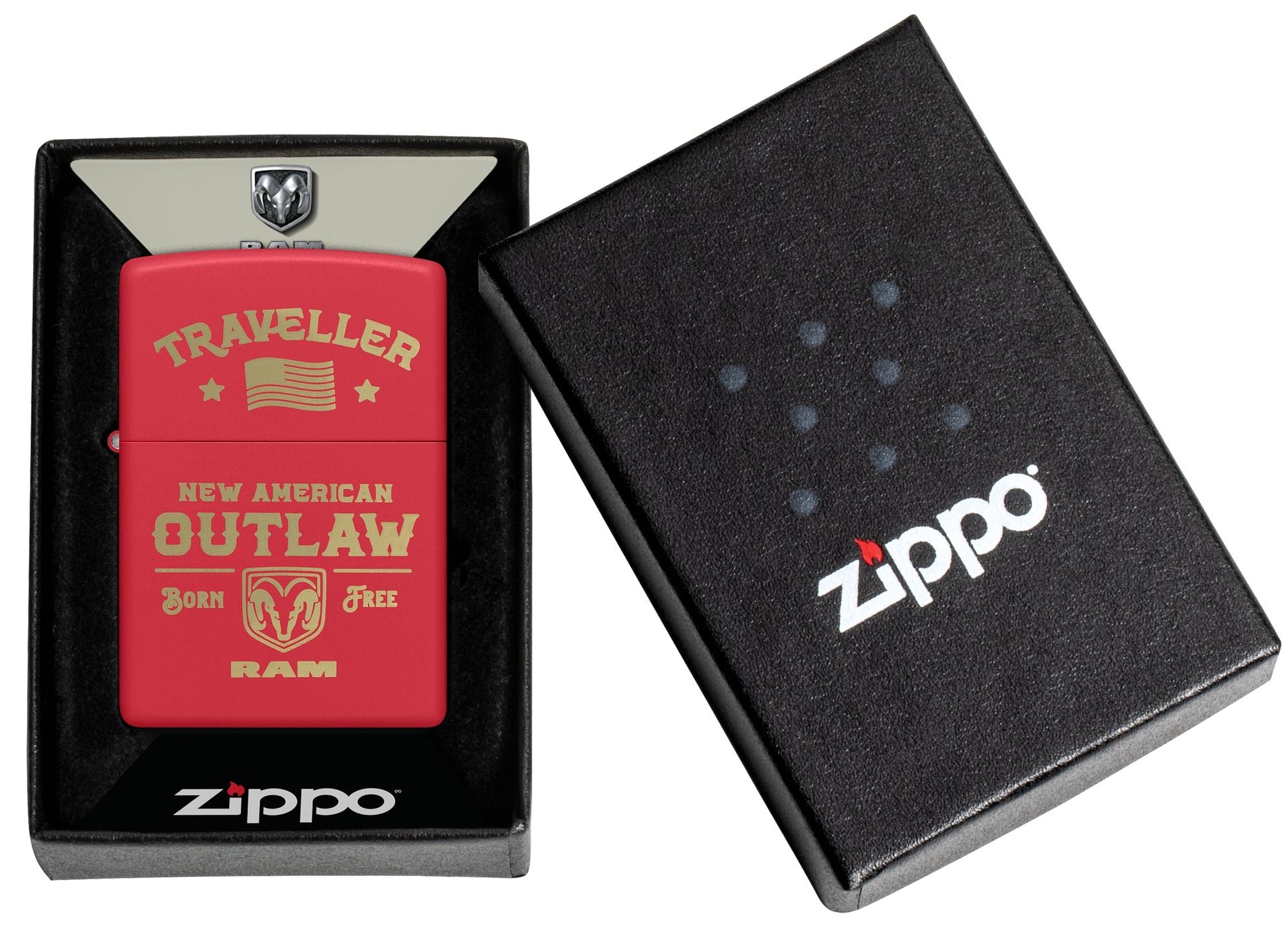 Zippo Ram Traveller Design Red Matte Windproof Lighter