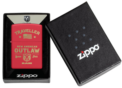 Zippo Ram Traveller Design Red Matte Windproof Lighter