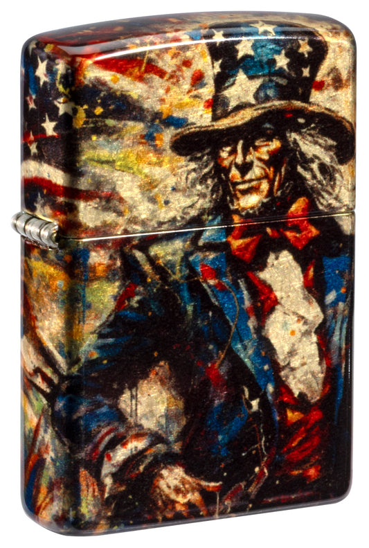 Zippo Uncle Sam Fusion Design 540 Tumbled Brass Windproof Lighter