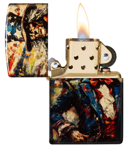 Zippo Uncle Sam Fusion Design 540 Tumbled Brass Windproof Lighter