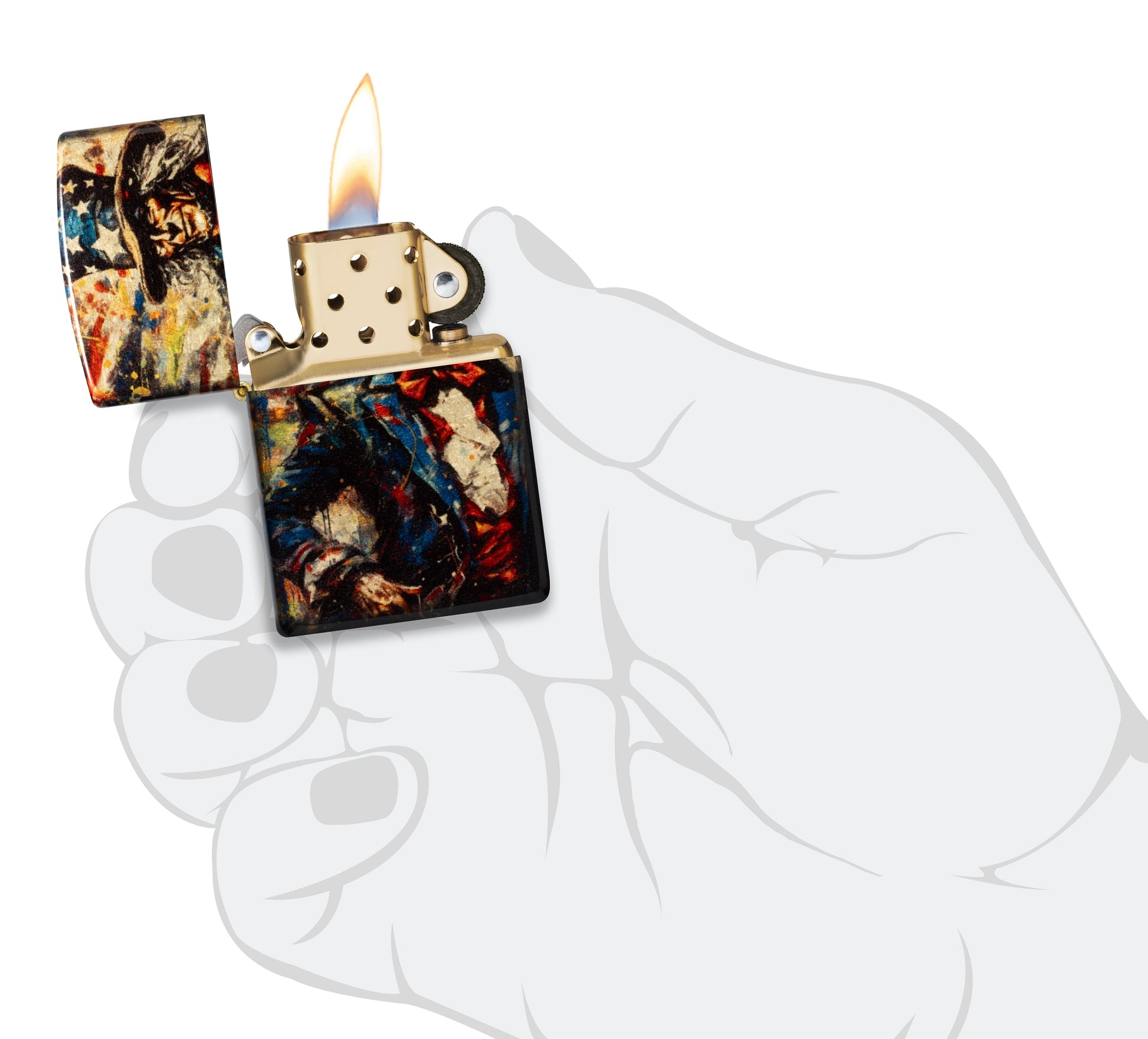 Zippo Uncle Sam Fusion Design 540 Tumbled Brass Windproof Lighter