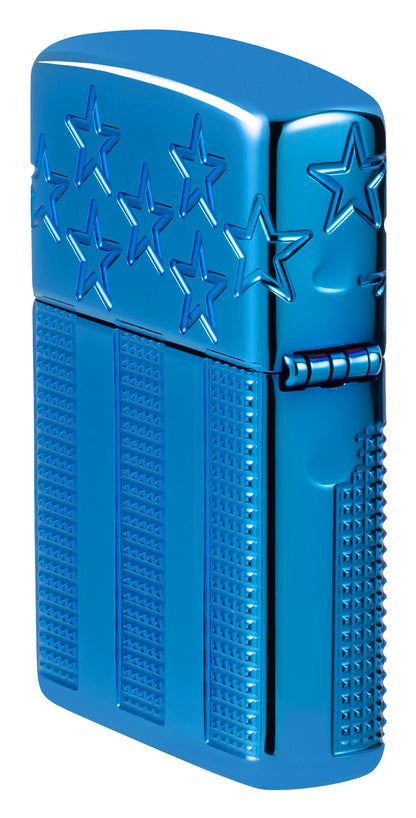 Zippo Stars and Stripes Design Armor® High Polish Blue Windproof Lighter