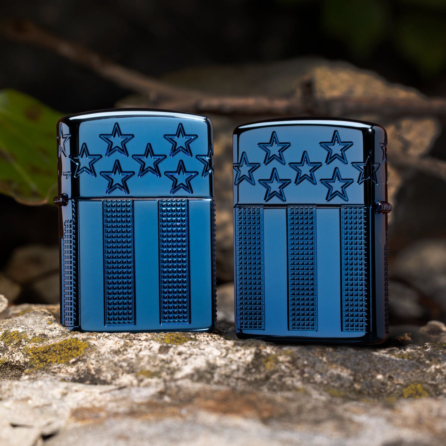Zippo Stars and Stripes Design Armor® High Polish Blue Windproof Lighter