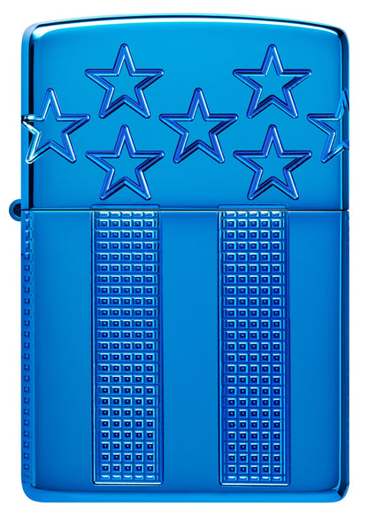 Zippo Stars and Stripes Design Armor® High Polish Blue Windproof Lighter