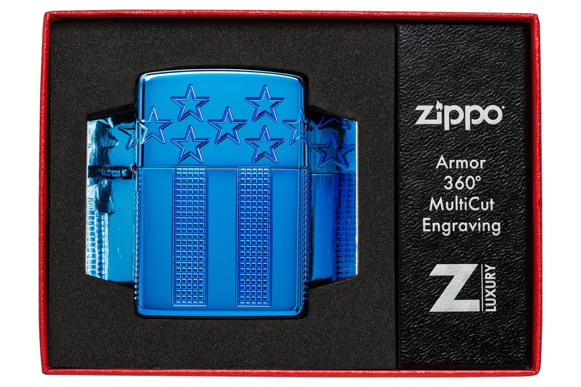 Zippo Stars and Stripes Design Armor® High Polish Blue Windproof Lighter
