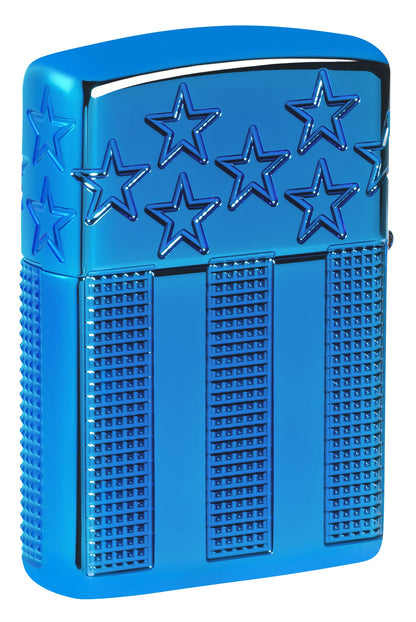 Zippo Stars and Stripes Design Armor® High Polish Blue Windproof Lighter