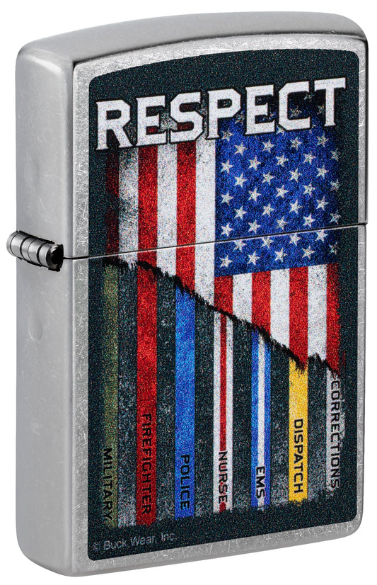 Zippo Buck Wear™ Respect Design Street Chrome Windproof Lighter