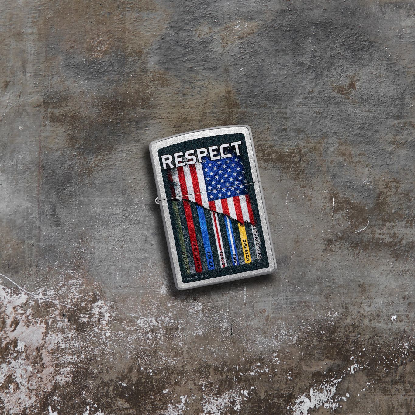 Zippo Buck Wear™ Respect Design Street Chrome Windproof Lighter