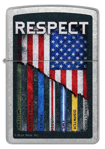 Zippo Buck Wear™ Respect Design Street Chrome Windproof Lighter