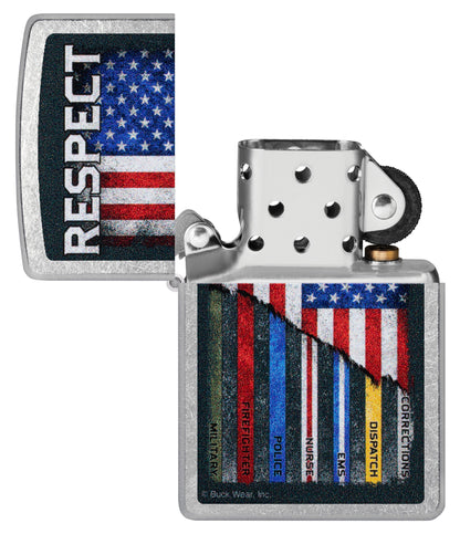 Zippo Buck Wear™ Respect Design Street Chrome Windproof Lighter
