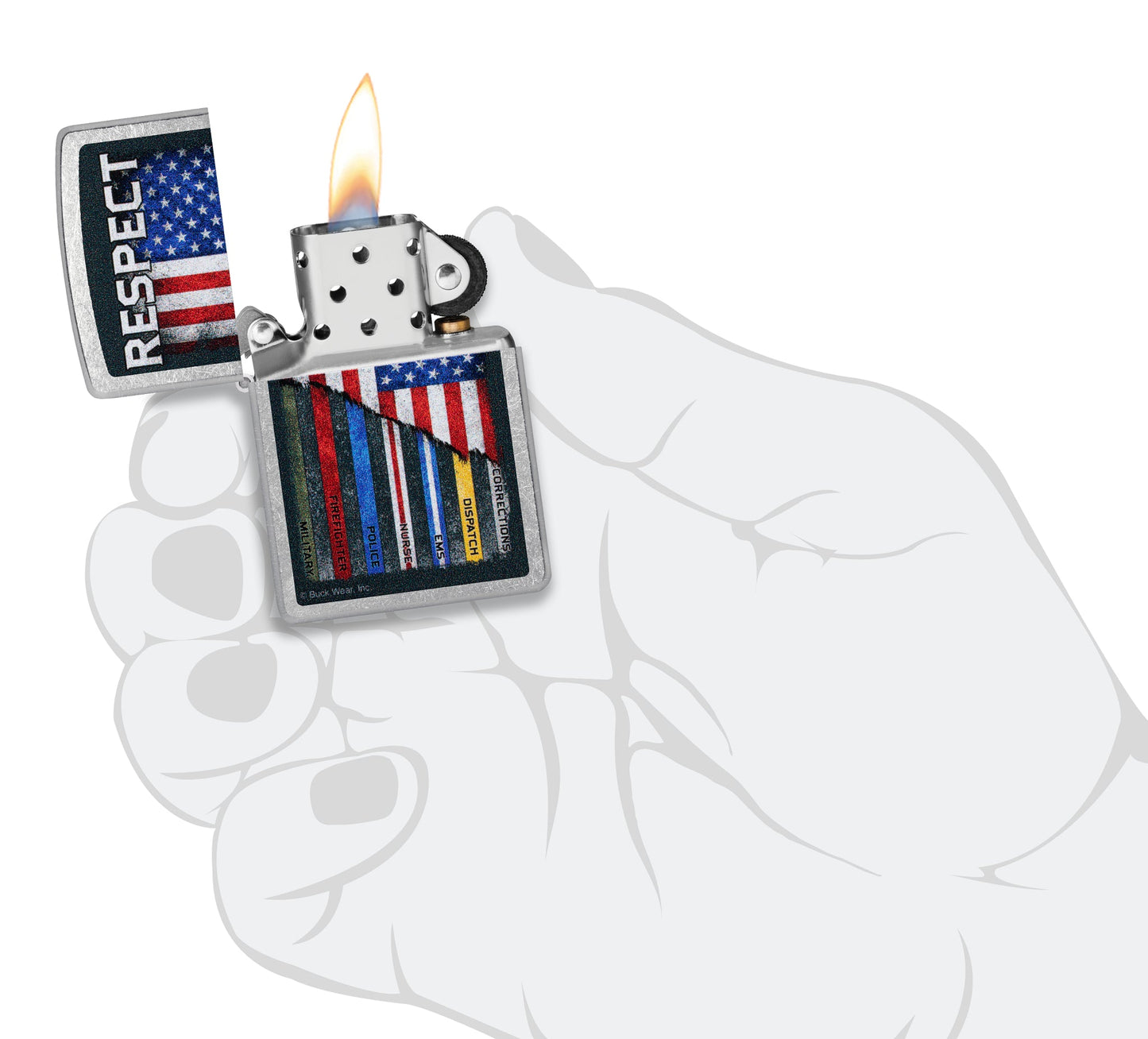Zippo Buck Wear™ Respect Design Street Chrome Windproof Lighter
