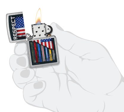 Zippo Buck Wear™ Respect Design Street Chrome Windproof Lighter