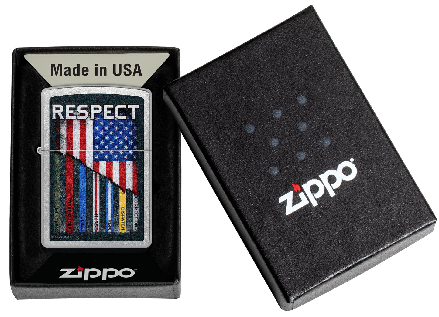 Zippo Buck Wear™ Respect Design Street Chrome Windproof Lighter