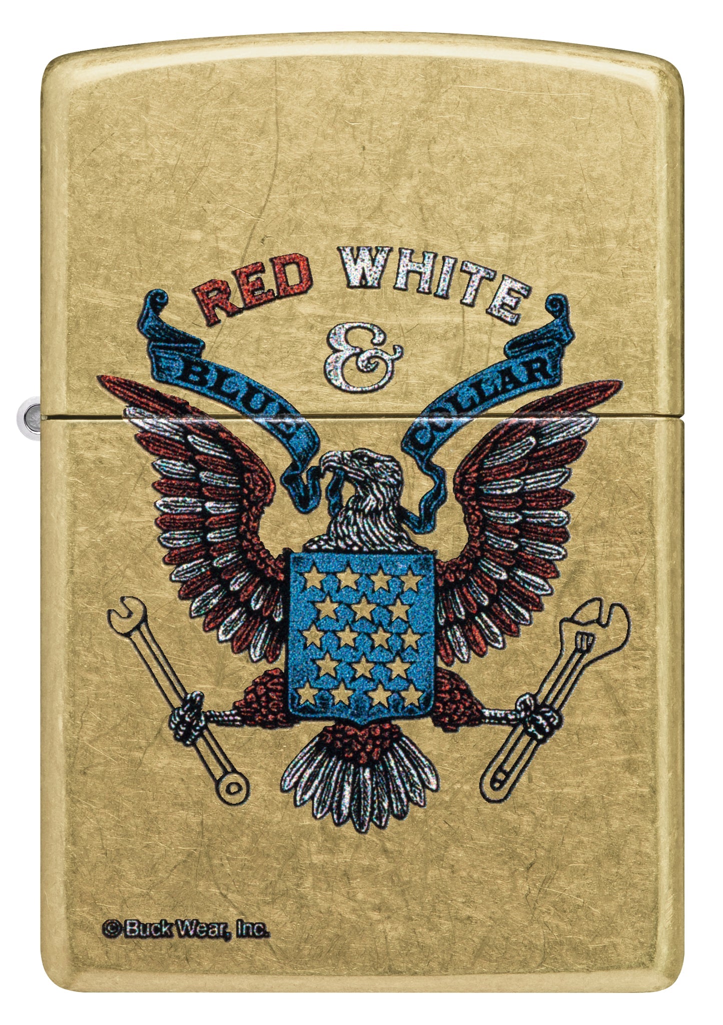 Zippo Buck Wear™ Red White & Blue Collar Design Street Brass Windproof Lighter