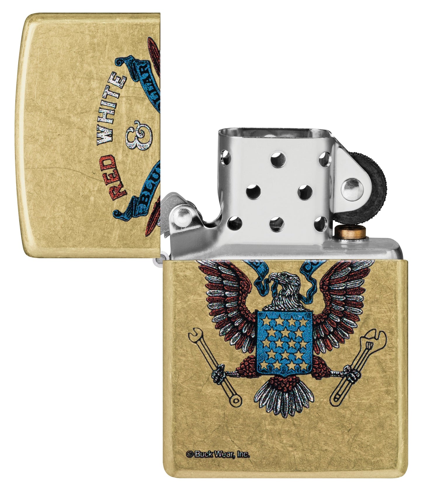 Zippo Buck Wear™ Red White & Blue Collar Design Street Brass Windproof Lighter