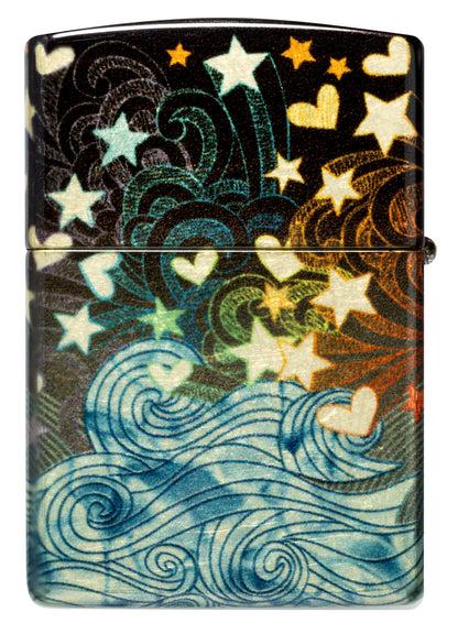 Zippo Star-Crossed Lovers Design 540 Tumbled Brass Windproof Lighter