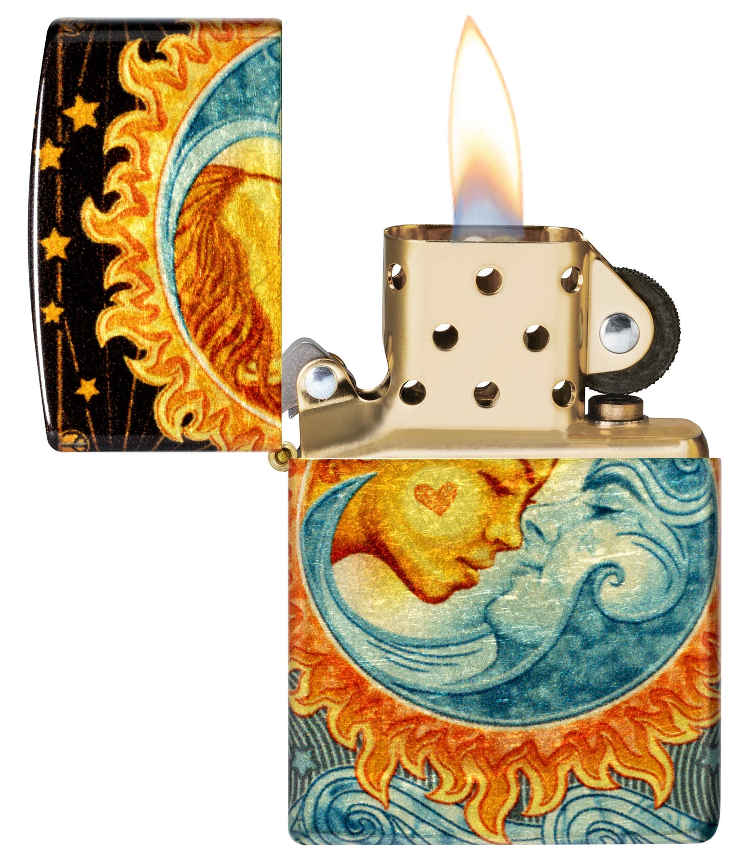 Zippo Star-Crossed Lovers Design 540 Tumbled Brass Windproof Lighter