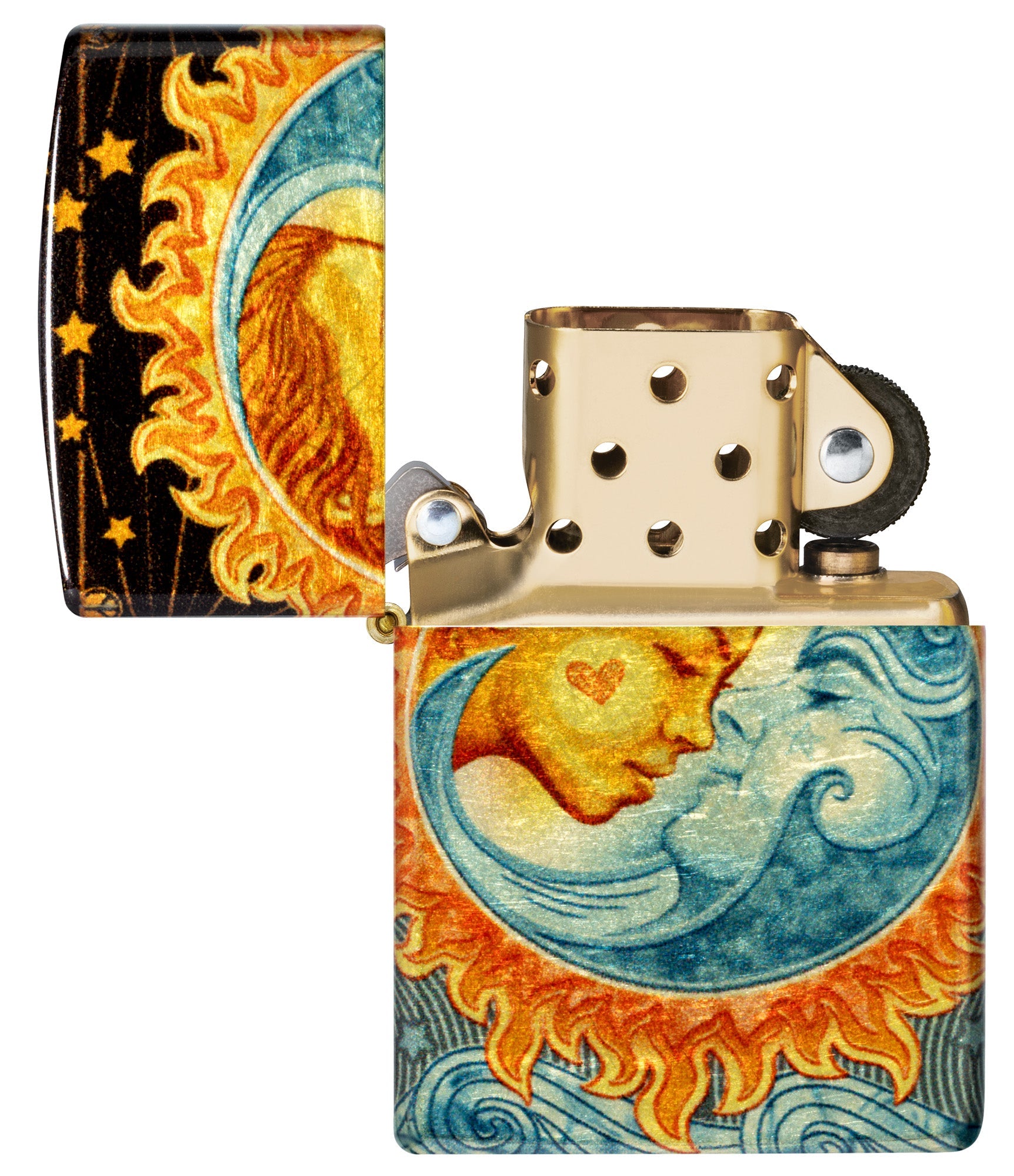 Zippo Star-Crossed Lovers Design 540 Tumbled Brass Windproof Lighter