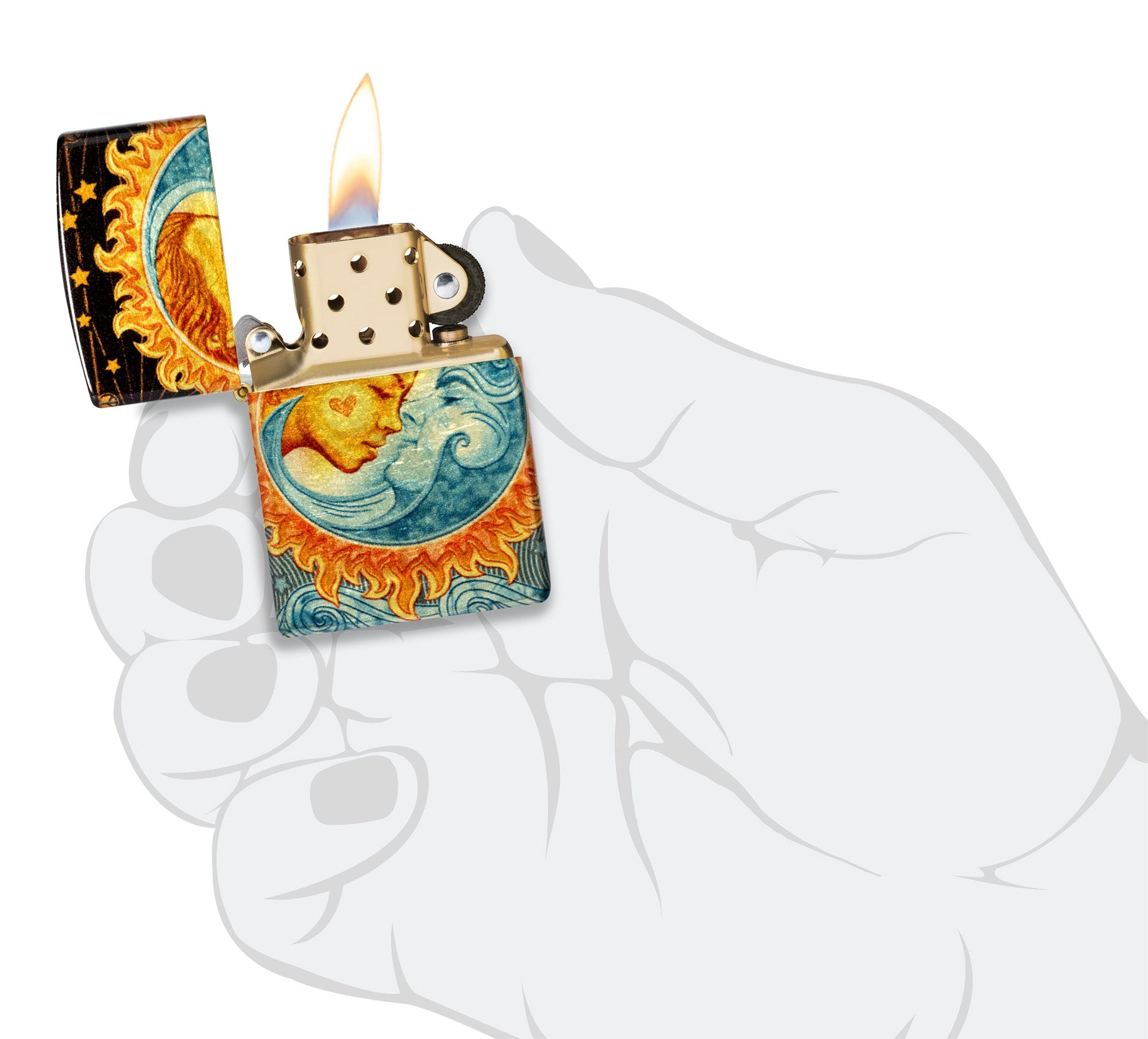 Zippo Star-Crossed Lovers Design 540 Tumbled Brass Windproof Lighter