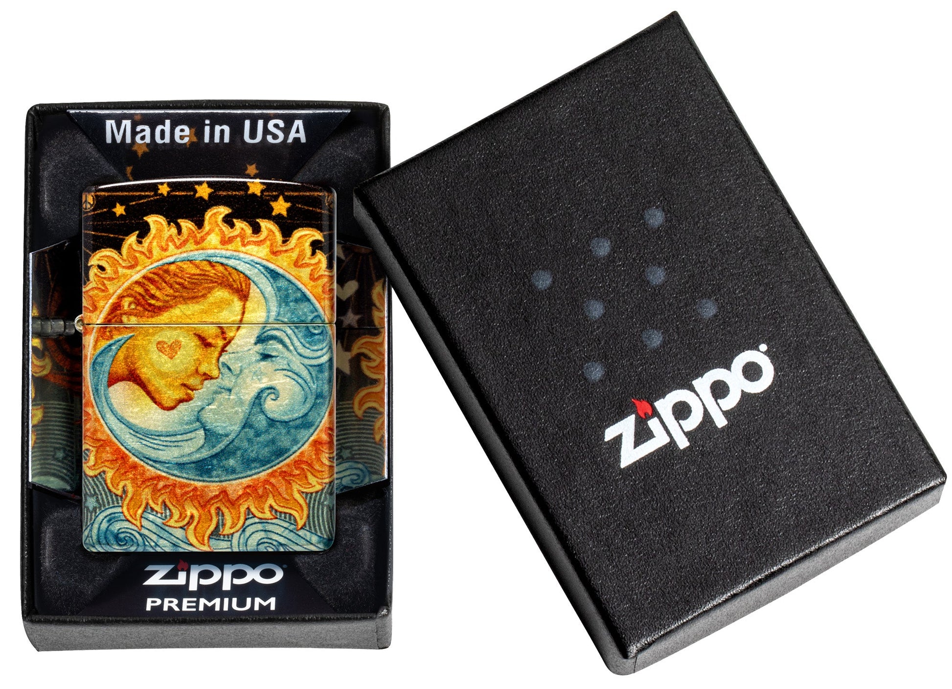 Zippo Star-Crossed Lovers Design 540 Tumbled Brass Windproof Lighter