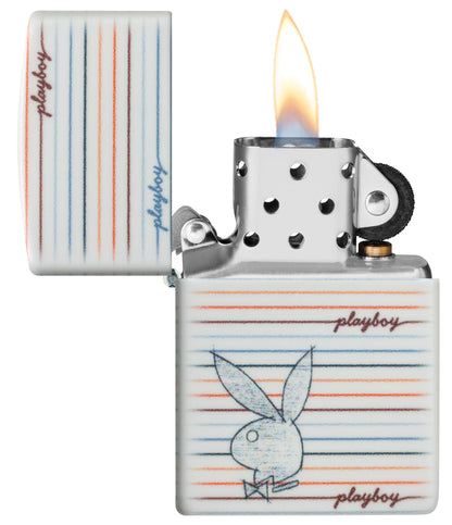 Zippo Playboy Sketch Design White Matte Windproof Lighter