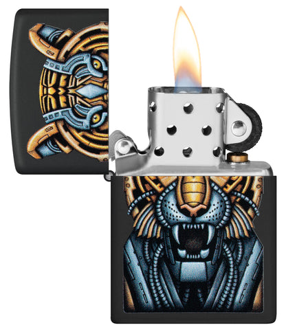 Zippo Bionic Tiger Design Black Matte Windproof Lighter