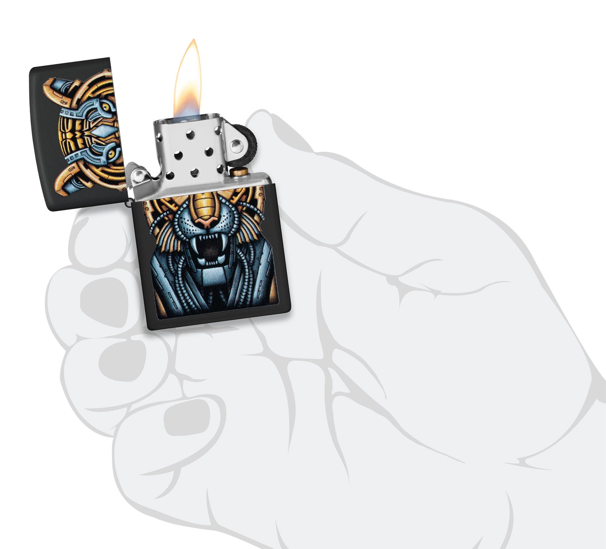 Zippo Bionic Tiger Design Black Matte Windproof Lighter