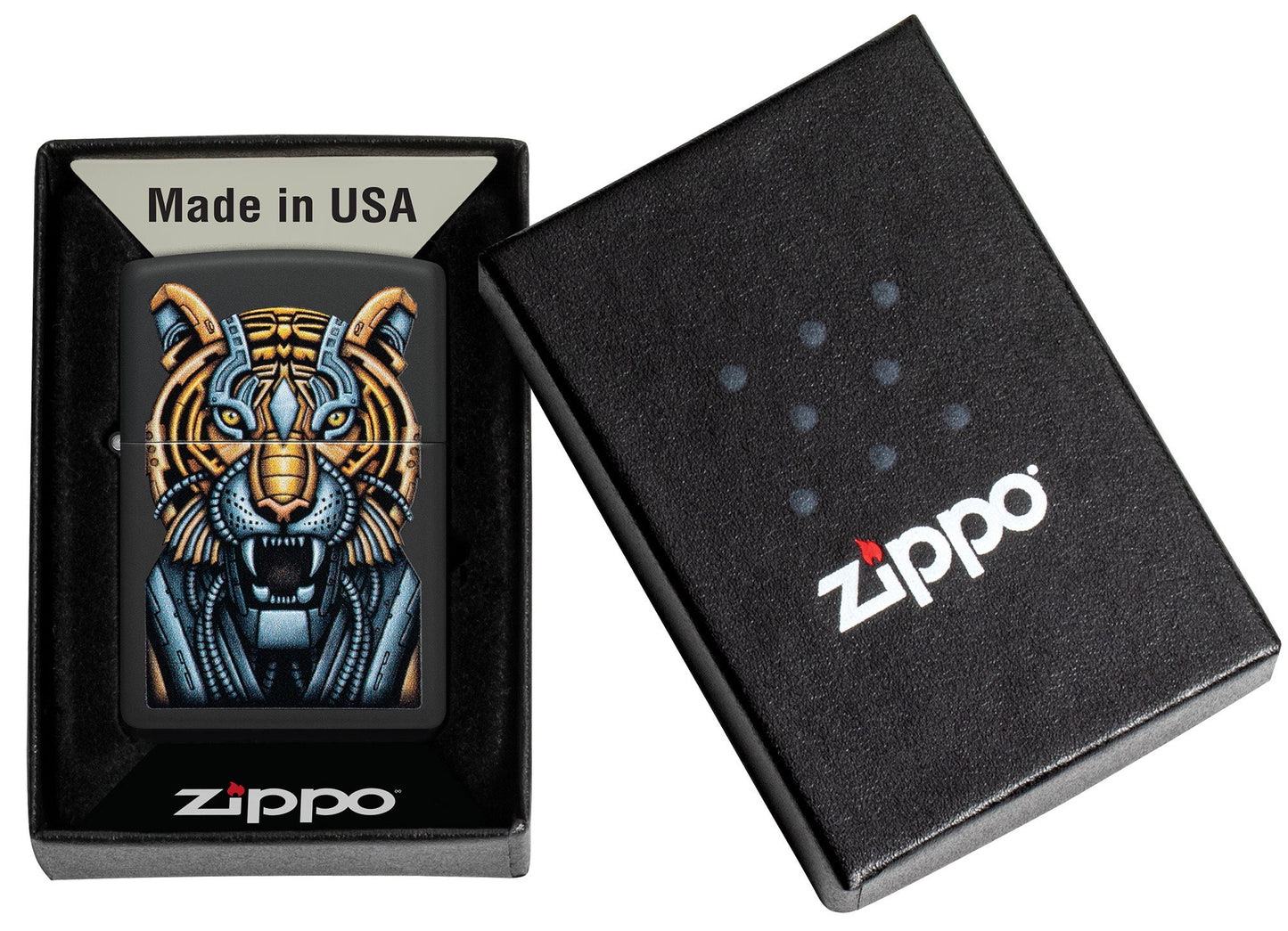 Zippo Bionic Tiger Design Black Matte Windproof Lighter