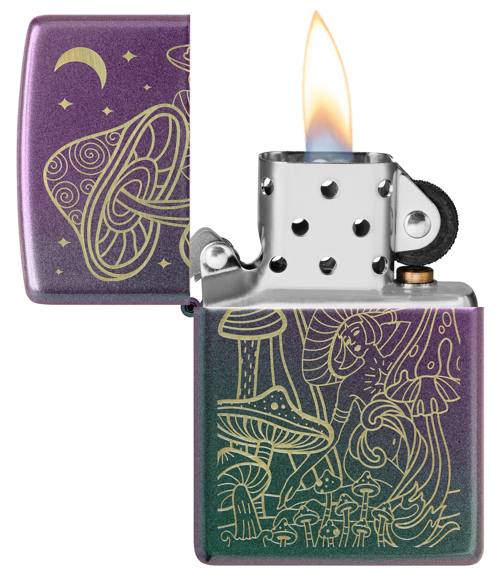 Zippo Laser Mushrooms Design Iridescent Windproof Lighter