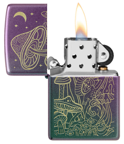 Zippo Laser Mushrooms Design Iridescent Windproof Lighter