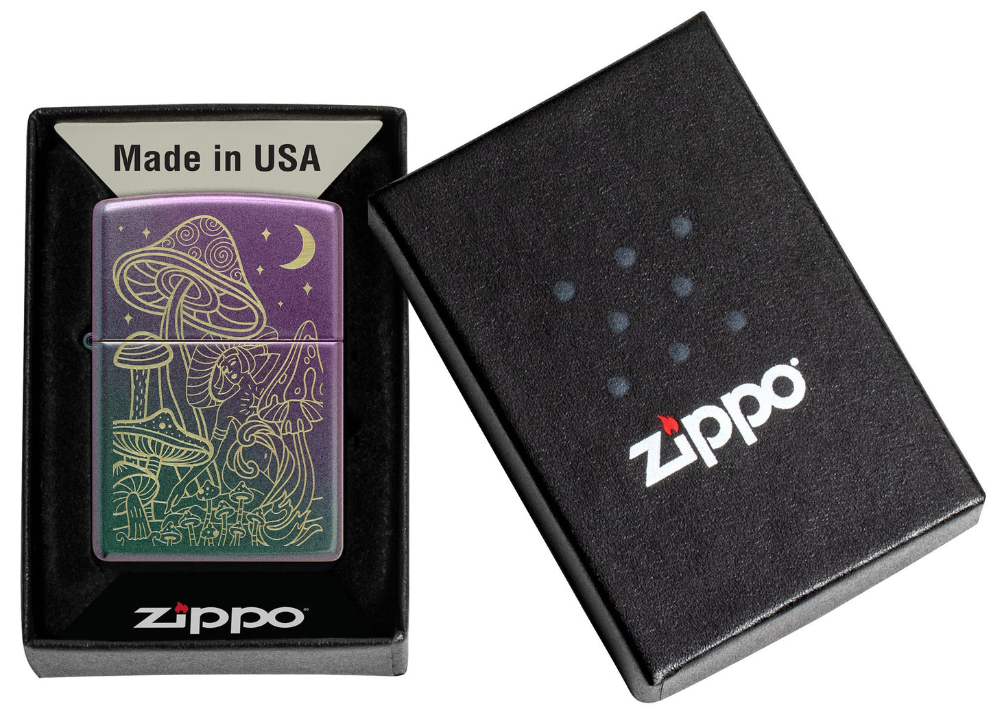 Zippo Laser Mushrooms Design Iridescent Windproof Lighter