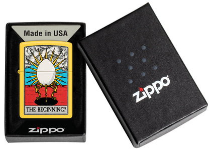 Zippo Which Came First? Design Sunflower Yellow Matte Windproof Lighter